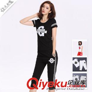 夏裝 {dy}季 讓靈感飛2015新款時尚休閑運動服套裝短袖兩件套精品貨源批發(fā)分銷