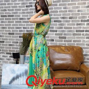 連衣裙 DRESS 2015新款連衣裙女夏季雪紡大擺長(zhǎng)裙印花韓版A字裙收腰廠家批發(fā)原始圖片3