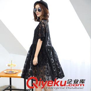 連衣裙 DRESS 2015新款連衣裙女夏季蕾絲韓版A字裙大擺收腰修身性感長裙批發(fā)