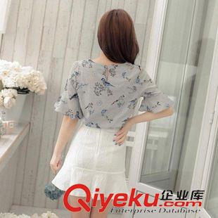 夏季新品7月09 夏季新品韓版兩件套花鳥印花連衣裙短袖時(shí)尚套裝裙女原始圖片3