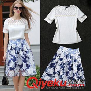 夏季新品7月09 復(fù)古連衣裙2015夏季女裝新 兩件套淑女短袖棉麻小衫長裙