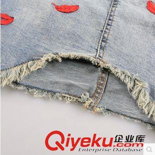 夏季新品7月05 半身裙女2015春夏新款韓版女裝潮款唇印顯瘦牛仔裙女包臀裙原始圖片3