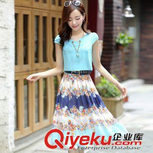夏季新品7月05 2015夏裝修身清新假兩件波西米亞中長款碎花初春雪紡連衣裙子原始圖片3