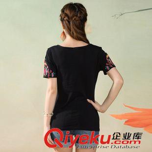 夏季新品7月03 中国风2015夏季新款7323  民族风绣花短袖女T恤  女装代理