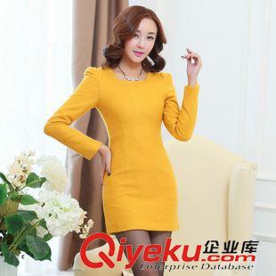 夏季新品7月03 新款韓版包臀毛呢裙   大碼女裝秋冬毛呢打底連衣裙批發(fā)7065原始圖片3