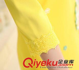 夏季新品7月03 歐洲站新款女裝 蕾絲中袖 圓領連衣裙 品牌連衣裙批發 秋新款