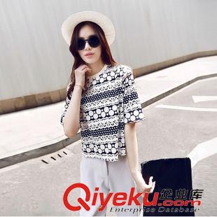 夏季新品7月01 2015夏新款韓版時尚套裝女 短上衣襯衫+七分休閑褲子兩件套原單原始圖片2