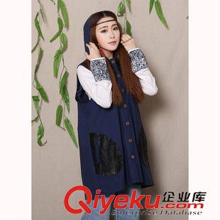 夏季新品7月01 2015春季新款女裝原創(chuàng)棉麻民族風(fēng)寬松型拼接直筒中長(zhǎng)款連衣裙