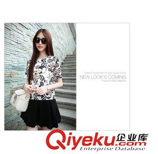 夏季新品7月01 實拍2015夏季新款學院風短款寬松短袖彩色印花T恤圓領上衣女優質原始圖片2