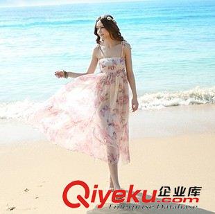 連衣裙 2015新品款 夏裝 波西米亞長裙海邊度假沙灘裙碎花雪紡連衣裙