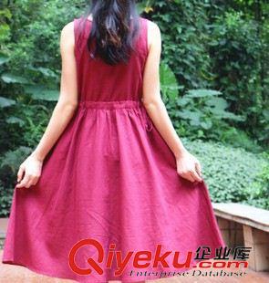 連衣裙 2015夏新品款 棉麻連衣裙文藝修身中長款背心長裙女裝實拍現貨原始圖片3