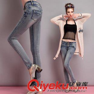 歐美古木溪未 實(shí)拍歐洲站2015秋冬新款磨破個(gè)性彈力高腰牛仔褲女小腳褲鉛筆褲潮原始圖片3