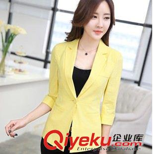 9.16 實拍2015早秋新款韓版休閑七分袖短外套女西服糖果色修身小西裝潮原始圖片2