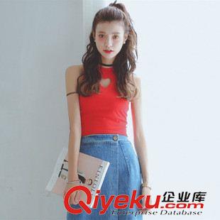 早秋8月新品 2015實拍 韓國訂單夏裝新款日系純色彈力愛心燙花小背心打底衫女原始圖片2