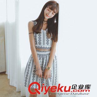 早秋8月新品 實(shí)拍 2015夏裝新款韓版名族風(fēng)花紋背心+半身裙兩件套女潮好質(zhì)量潮原始圖片2