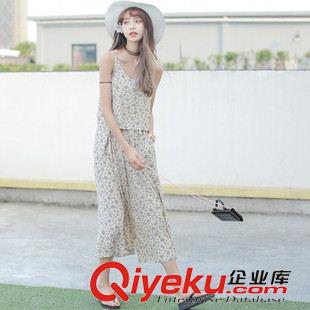 早秋8月新品 實拍2015夏裝新款日系復古碎花吊帶背心+闊腿9分褲套裝女潮好質(zhì)量原始圖片2