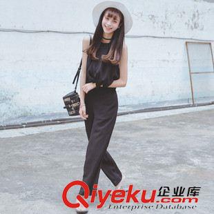 早秋8月新品 實拍2015夏裝新款復古純色露肩背心+闊腿褲兩件套女潮好質量現(xiàn)貨原始圖片3