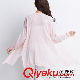 早秋8月新品 2015實(shí)拍初秋寬松大碼中長(zhǎng)款亞麻針織衫防曬空調(diào)衫外搭薄開衫潮女原始圖片2