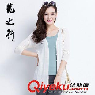 早秋8月新品 實拍歐洲站2015早秋v領(lǐng)空調(diào)衫爆款純色亞麻長袖單排扣針織開衫女原始圖片3