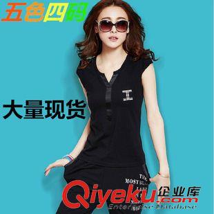 早秋8月新品 2015新款早秋半袖韓國運(yùn)動(dòng)套裝時(shí)尚大碼短袖休閑套裝女潮實(shí)拍現(xiàn)貨原始圖片2
