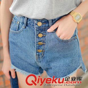 早秋8月新品 實(shí)拍2015夏裝新款韓版復(fù)古單排扣前短后長(zhǎng)牛仔短褲熱褲女潮好質(zhì)量原始圖片3