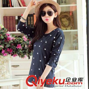早秋8月新品 2015早秋女裝新款韓版圓領(lǐng)長袖學(xué)生裝T恤骷髏頭點(diǎn)棉口袋寬松上衣原始圖片2
