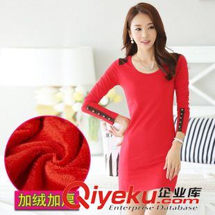 連衣裙 新款韓版包臀毛呢裙   大碼女裝秋冬毛呢打底連衣裙批發(fā)7065