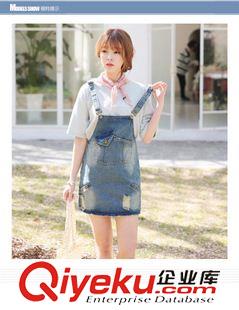 連衣裙 2015夏季新款韓模實(shí)拍韓版牛仔背帶裙女寬松顯瘦甜美女裝連衣裙原始圖片3