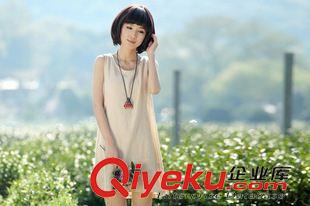 連衣裙 2015夏裝新款文藝亞麻中裙休閑寬松顯瘦無袖棉麻連衣裙女裝原始圖片2