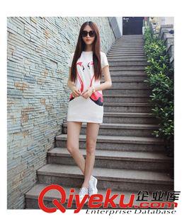連衣裙 實拍定制款2015夏季新品韓版短款 出彩天鵝圖案 顯瘦不挑人連衣裙原始圖片3