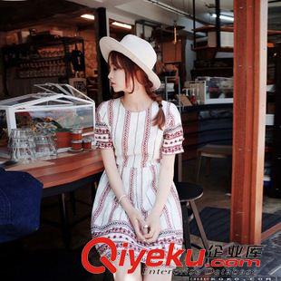連衣裙 實拍定制款2015夏季新品韓版短款 出彩天鵝圖案 顯瘦不挑人連衣裙