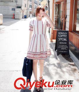 連衣裙 2015初夏新款韓國東大門代購復(fù)古印花可愛休閑連衣裙女裝原單原始圖片2