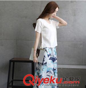 連衣裙 2015夏季韓版新款女裝棉麻兩件套連衣裙復(fù)古中長款套裝裙女裝原單原始圖片2