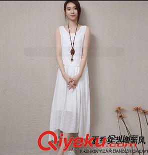 連衣裙 2015夏季新品款韓版大碼女裝棉麻連衣裙女休閑小清新無(wú)袖背心裙子原始圖片2