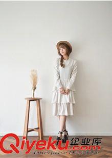 連衣裙 2015春季新品韓國東大門韓版白色圓點三層蛋糕襯衣袖連衣裙原單原始圖片2