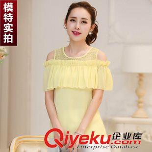 早秋8月新品 實(shí)拍2015夏季大碼喇叭袖清涼雙層雪紡衫女裝上衣打底衫現(xiàn)貨好質(zhì)量