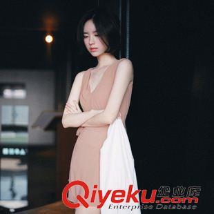 連衣裙 韓國代購2015年春夏新款甜美彩條紋收腰顯瘦連衣裙外貿(mào)原單
