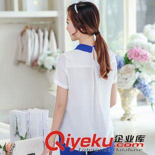 早秋8月新品 實(shí)拍印花雪紡衫女2015夏季新款短袖娃娃領(lǐng)上衣打底衫免費(fèi)代銷貨源原始圖片2