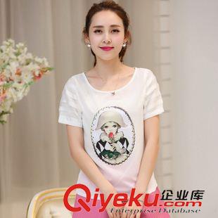 早秋8月新品 實拍2015夏季新款韓版歐根紗印花短袖雪紡衫女打底衫免費女裝貨源原始圖片2