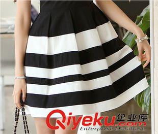 連衣裙 2015新品夏裝韓國(guó)東大門(mén)品牌女裝黑白條紋 連衣裙原始圖片2