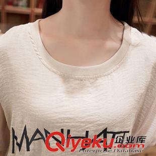 連衣裙 2015新款時尚大碼女裝 棉麻印花不規(guī)則 圓領(lǐng)短袖棉質(zhì)連衣裙原始圖片3