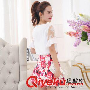 連衣裙 2015夏季新款女裝時尚雪紡數(shù)碼印花兩件套連衣裙