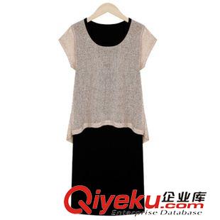 連衣裙 歐洲站2015夏季歐美女裙新款修身包臀亞麻色一步裙假兩件連衣裙女原始圖片2