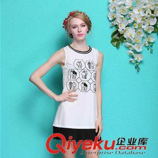 連衣裙 歐美風(fēng)2015夏季模特實(shí)拍新款歐洲站雪紡拼接繡花無袖背心連衣裙子原始圖片2