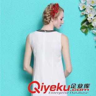 連衣裙 歐美風(fēng)2015夏季模特實(shí)拍新款歐洲站雪紡拼接繡花無袖背心連衣裙子原始圖片3