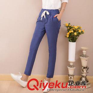 夏季新品7月30 2015夏季裝亞麻九分哈倫褲女小腳松緊腰顯瘦寬松棉麻女褲休閑褲潮原始圖片3
