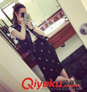 夏季新品7月30 2015夏新款歐洲站高腰顯瘦包臀裙別致好質(zhì)量女手工釘珠裙子包臀裙原始圖片3