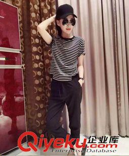 夏季新品7月30 九分褲+短袖圓領(lǐng)T恤歐洲站2015夏新款時尚卡通印花時尚休閑套裝潮原始圖片2