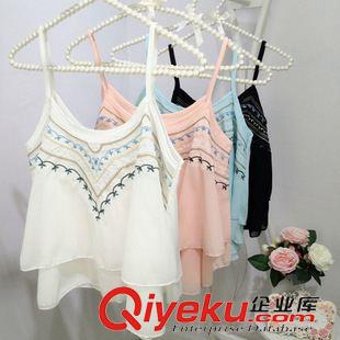 夏季新品7月30 2015夏韓版新款女裝無(wú)袖圓領(lǐng)重工釘珠雪紡背心蓬蓬裙套裝 三件套