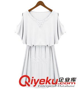 連衣裙 2015歐洲站春裝連衣裙 露肩修身松緊腰大碼女裝短袖連衣裙921原始圖片3